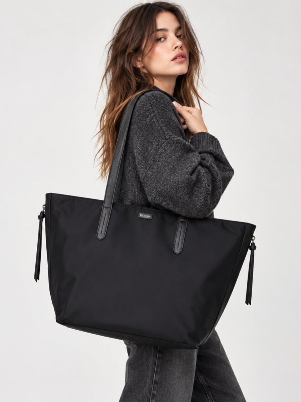 BOTKIER NEW YORK BOND NYLON BIG BLACK TOTE BAG | BLACK | NEW